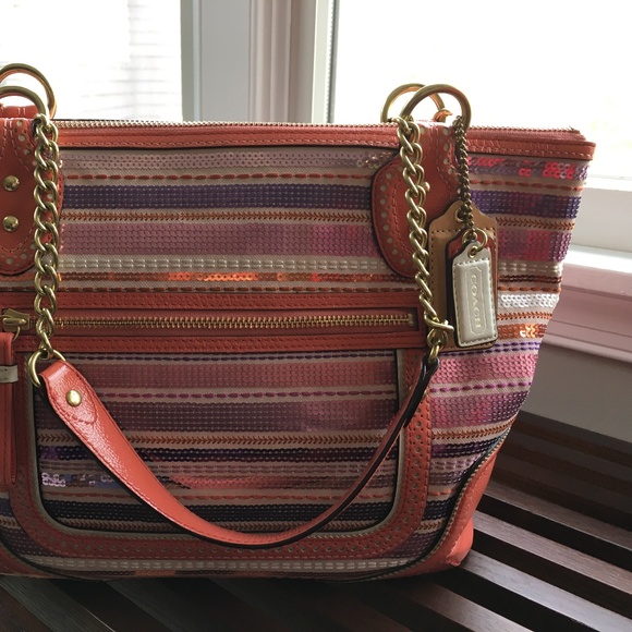 Coach Multicolor sequin pink/purple/white handbag - Picture 11 of 14